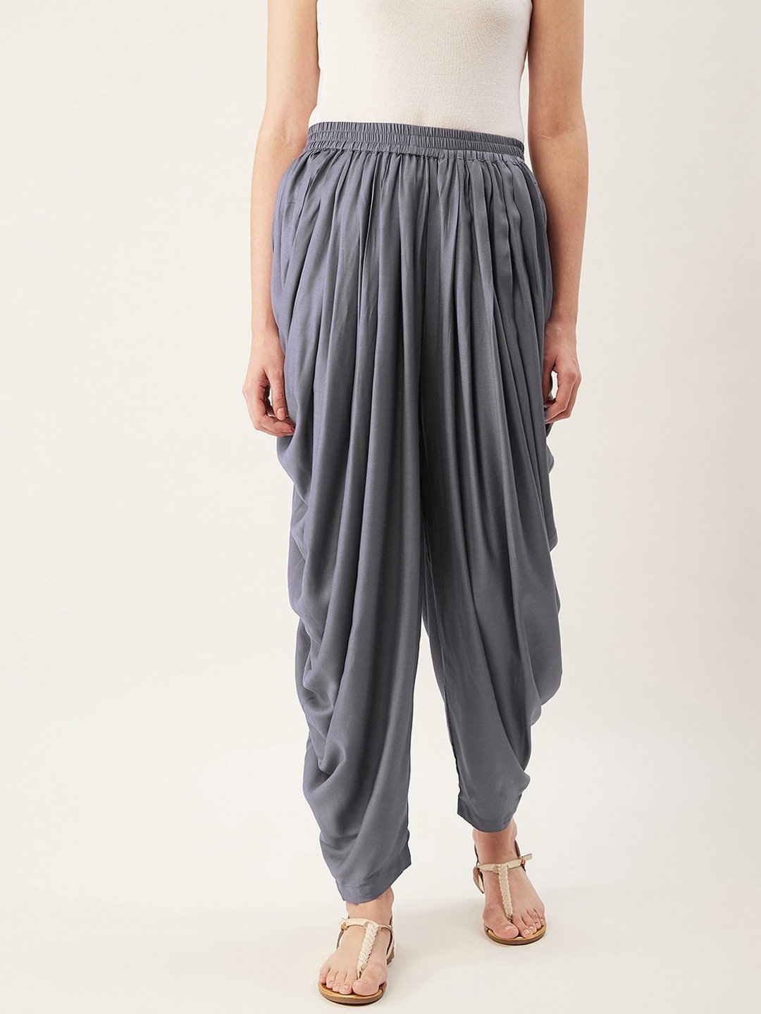

SUTI Women Mid-Rise Pleated Dhoti Pants, Grey