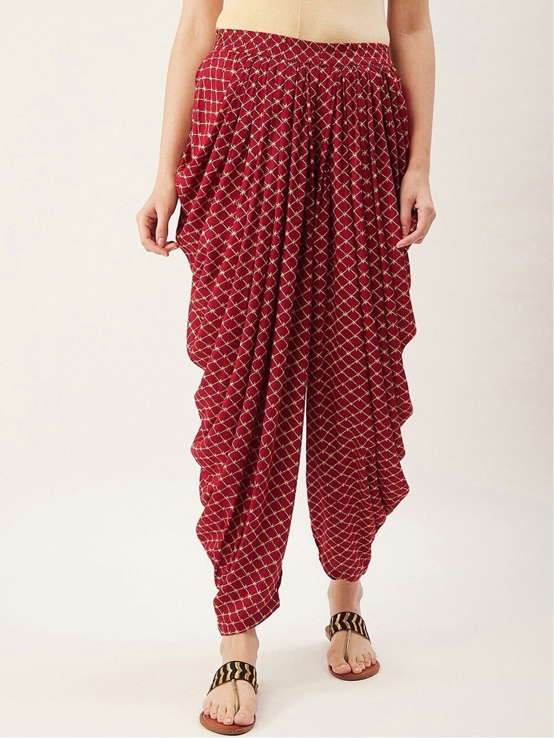 

SUTI Women Printed Cotton Dhoti Pant, Maroon