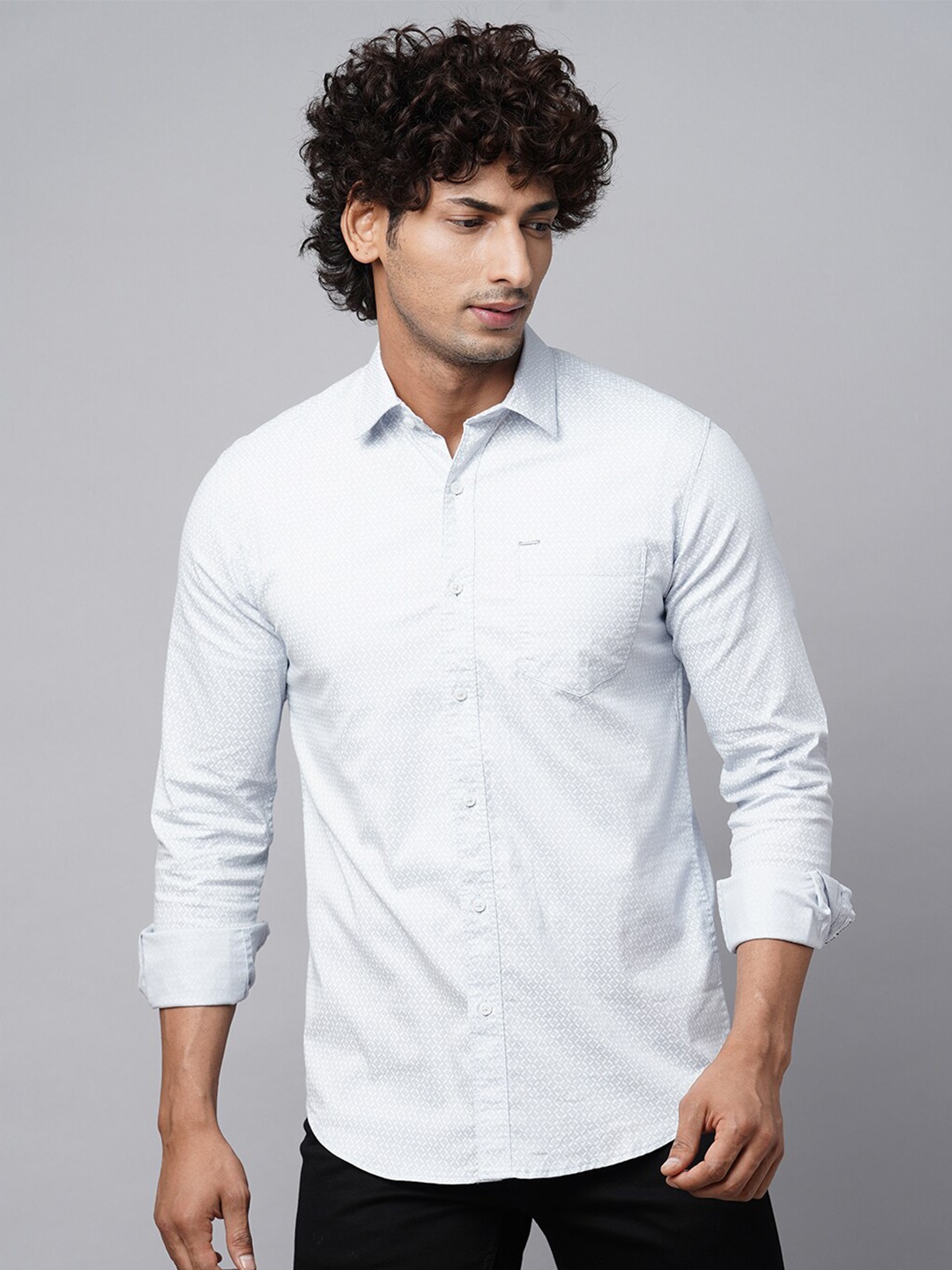 

Blue Buddha Micro Ditsy Printed Spread Collar Cotton Casual Shirt