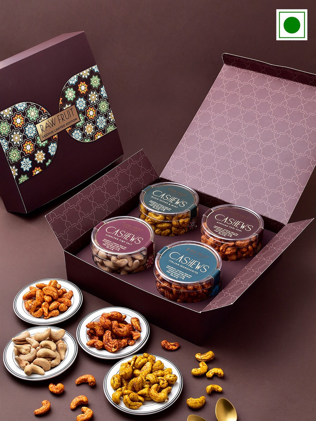 

RawFruit 4 Assorted Dryfruits & 2 Rakhi, Purple