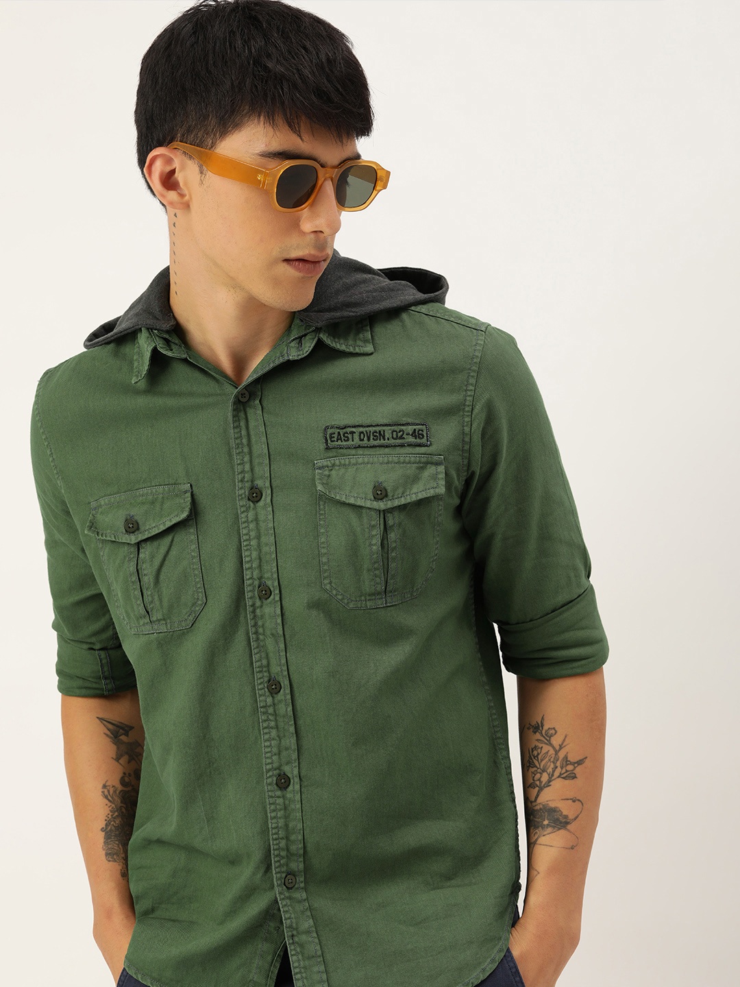 

Kook N Keech Men Relaxed Opaque Casual Shirt, Olive