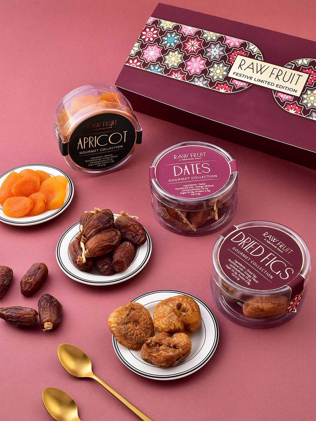 

RawFruit Set Of 3 Beaded Rakhis With Roli Chawal & Dryfruits Gift Set, Rose gold