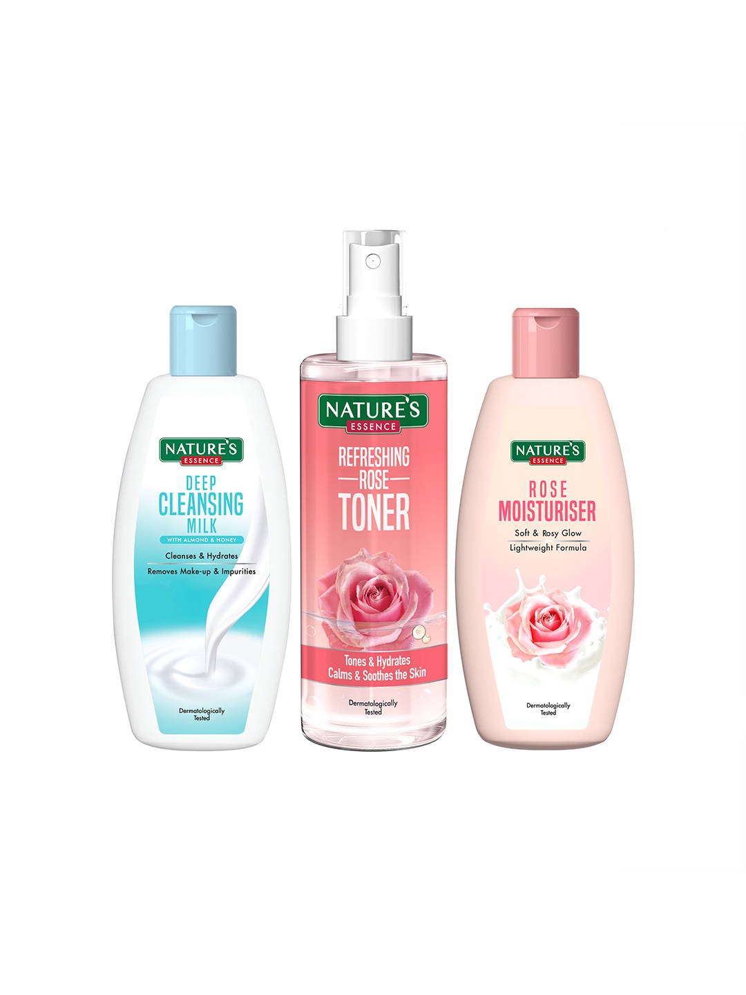 

Natures Essence CTM The Ultimate Skincare Trio- Cleansing Milk+ Toner+ Moisturiser - 300ml, Pink