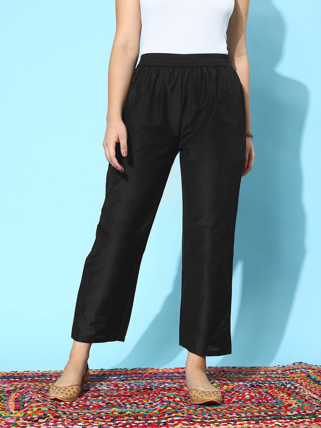 

Libas Relaxed Cropped Pleated Trousers, Black