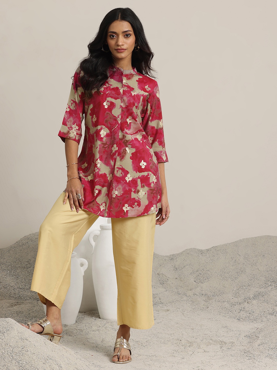 

Libas Women Solid Flared Ethnic Palazzos, Beige
