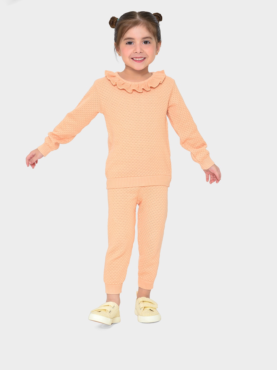 

MiArcus Kids Self Design Round Neck Long Sleeve Clothing Set, Peach