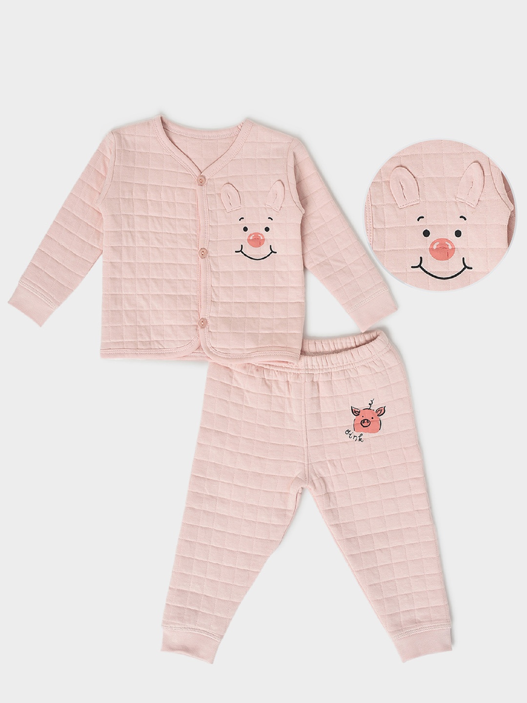 

MiArcus Kids Self Design V-Neck Long Sleeve Clothing Set, Pink