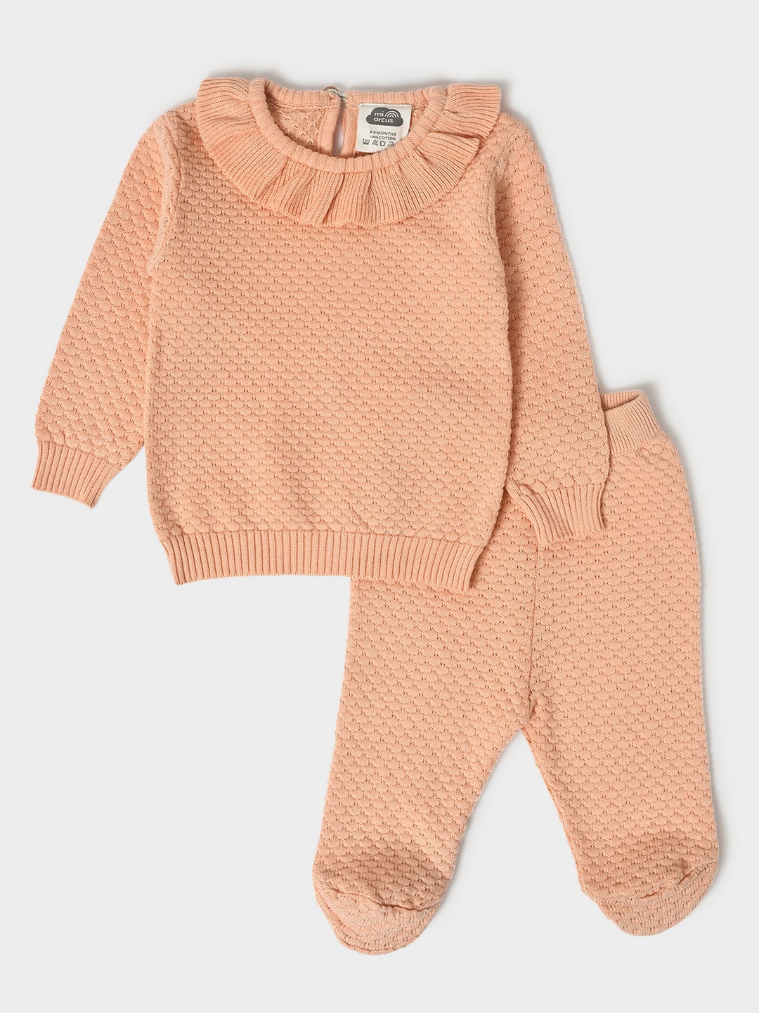 

MiArcus Infant Girls Round Neck Top With Pyjamas, Peach