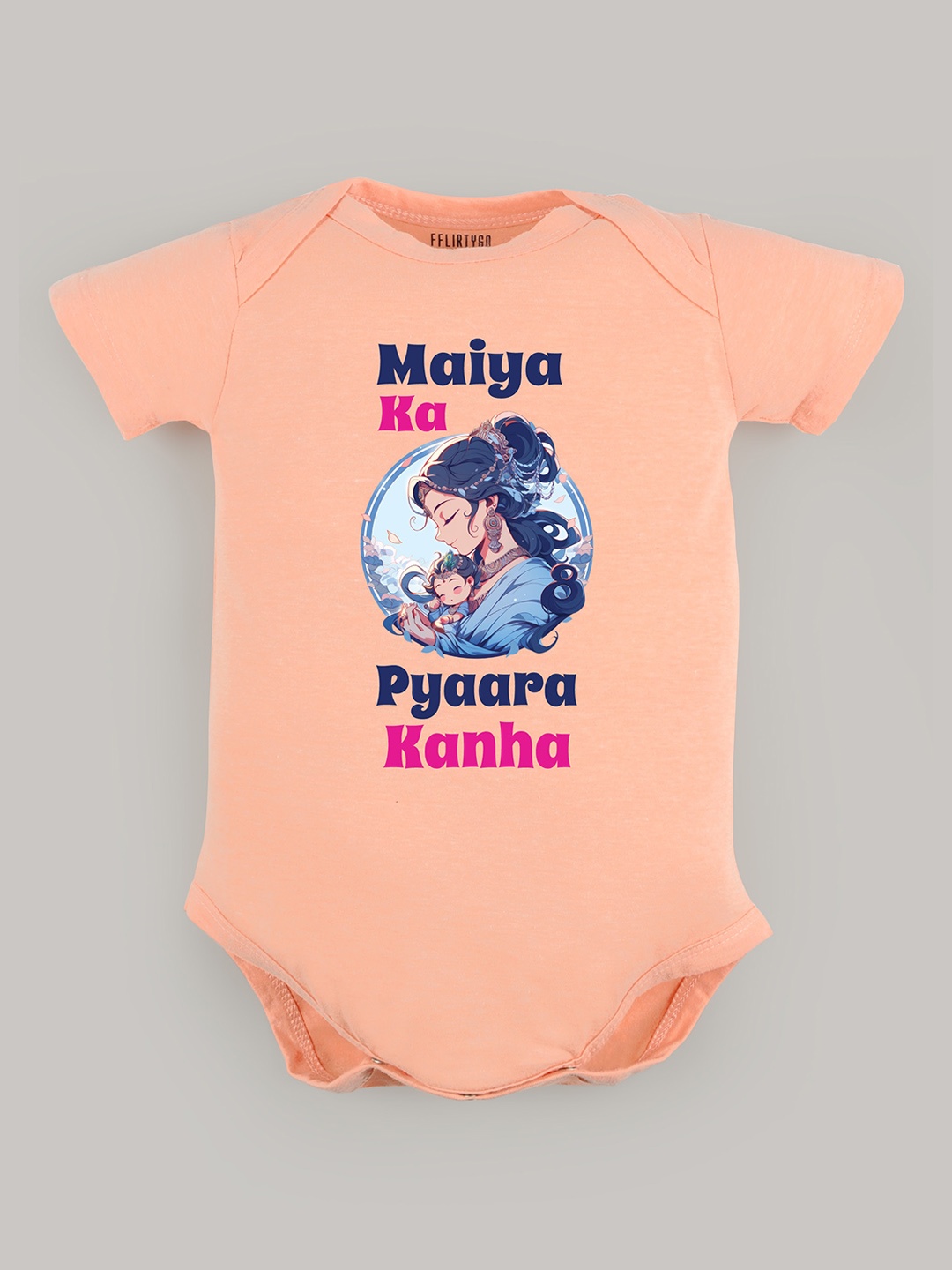 

FFLIRTYGO Infants Janmashtmi Printed Pure Cotton Bodysuit, Peach