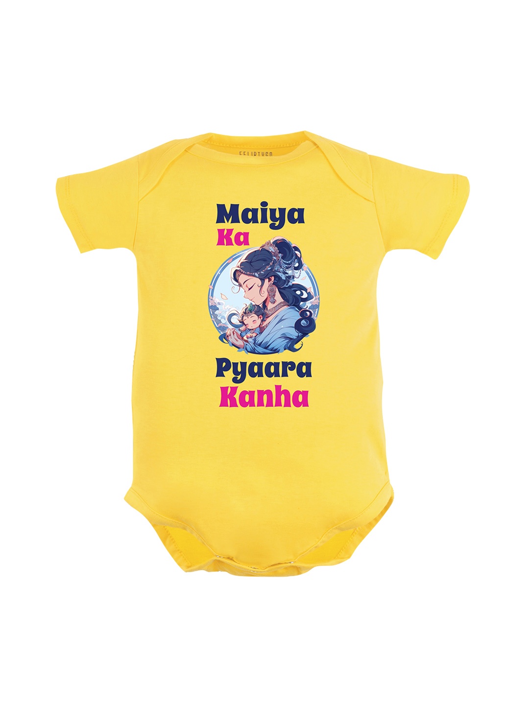 

FFLIRTYGO Infants Janmashtami Printed Pure Cotton Bodysuit, Yellow