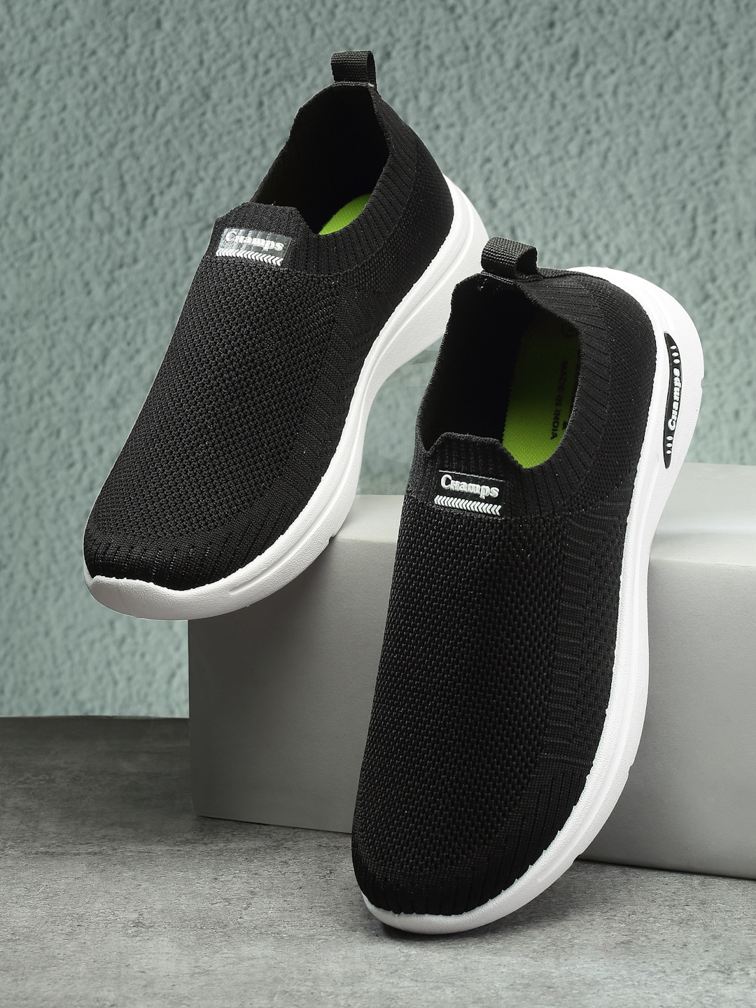 

Champs Women Textured Lightweight Slip-On Sneakers, Black