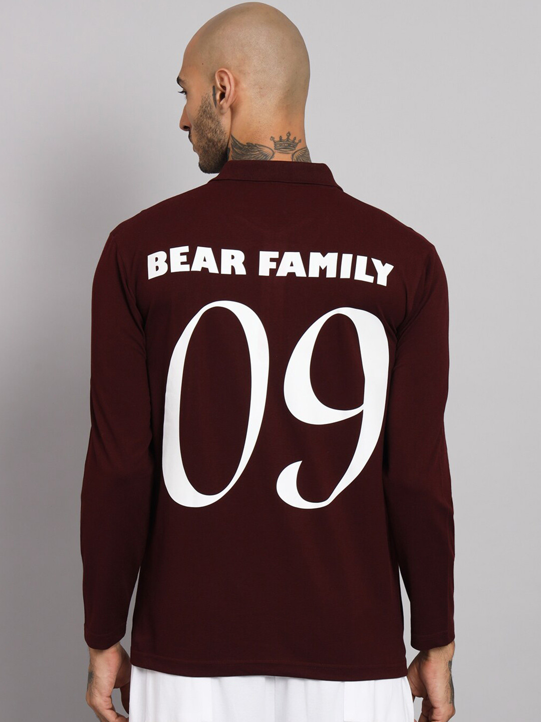 

GRIFFEL Typography Printed Polo Collar Cotton T-Shirt, Maroon