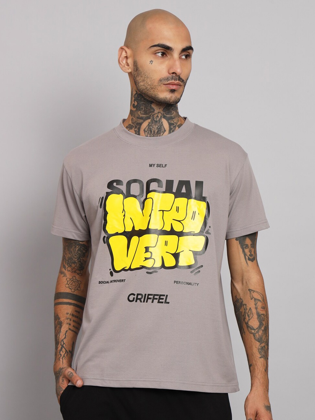

GRIFFEL Typography Printed Cotton T-shirt, Brown