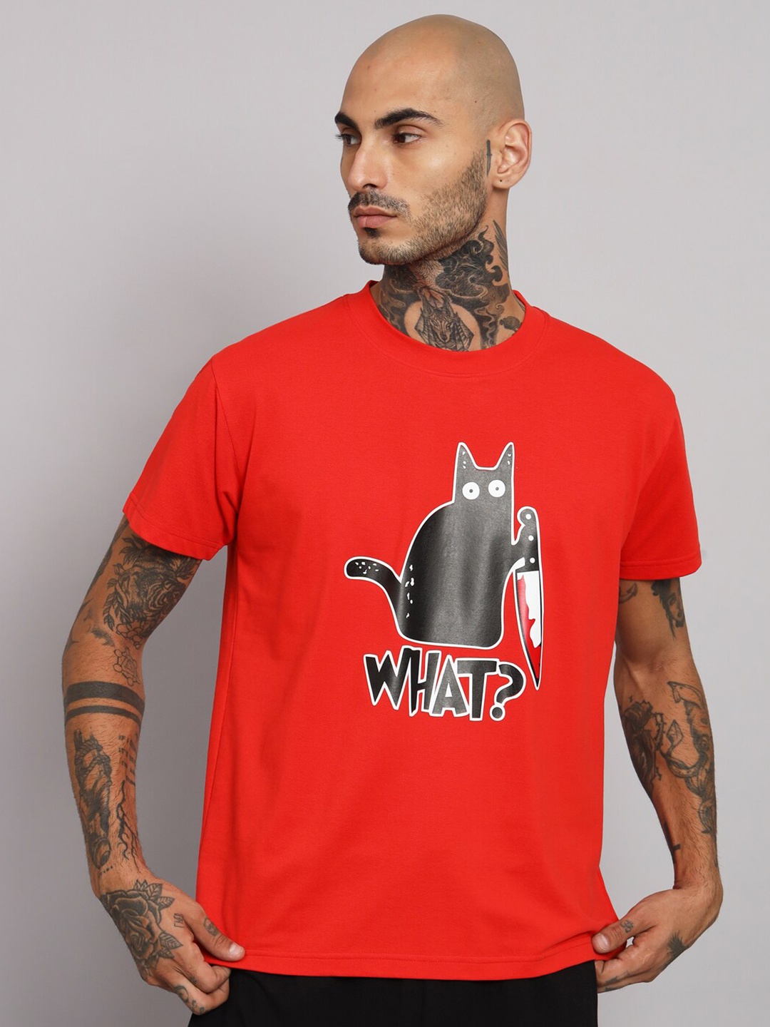 

GRIFFEL Graphic Printed Polo Collar Cotton T-shirt, Red