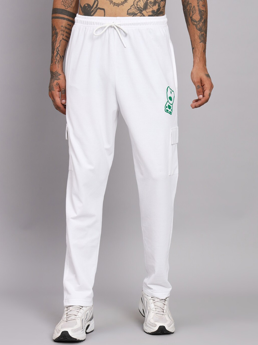 

GRIFFEL Men Mid Rise Cotton Track Pants, White