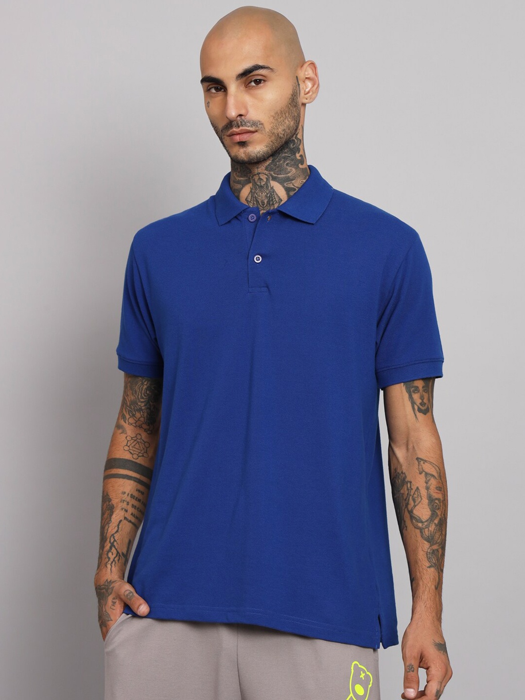

GRIFFEL Polo Collar Cotton T-shirt, Blue