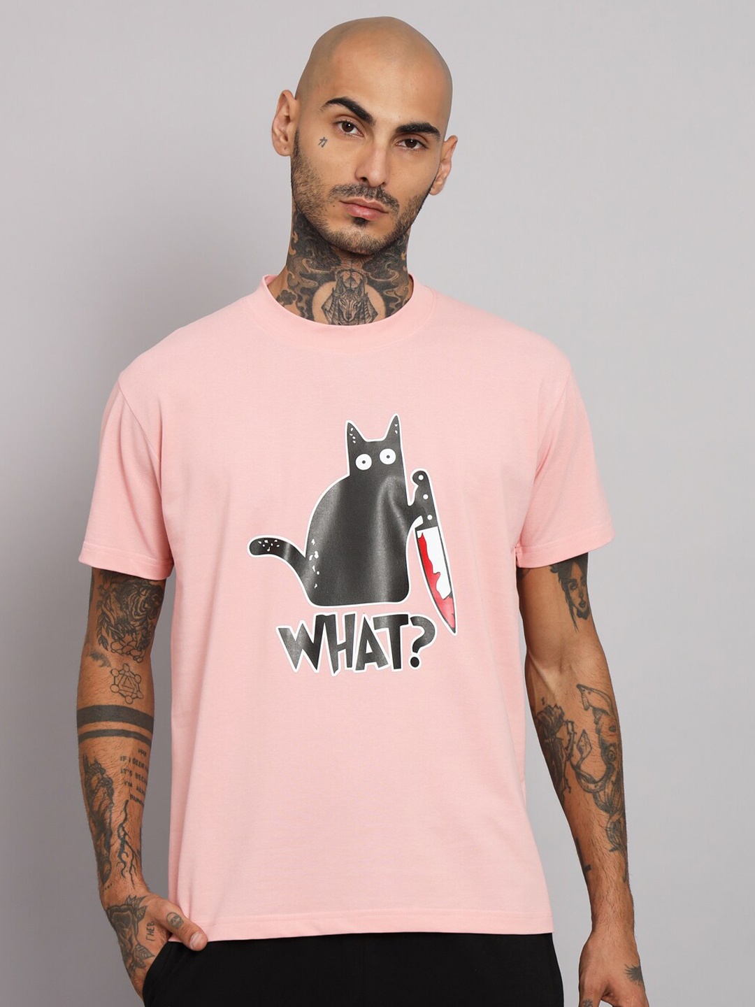 

GRIFFEL Graphic Printed Polo Collar Cotton T-shirt, Peach