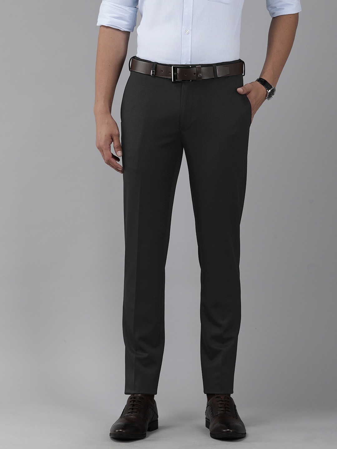 

Park Avenue Men Slim Fit Formal Trousers, Black