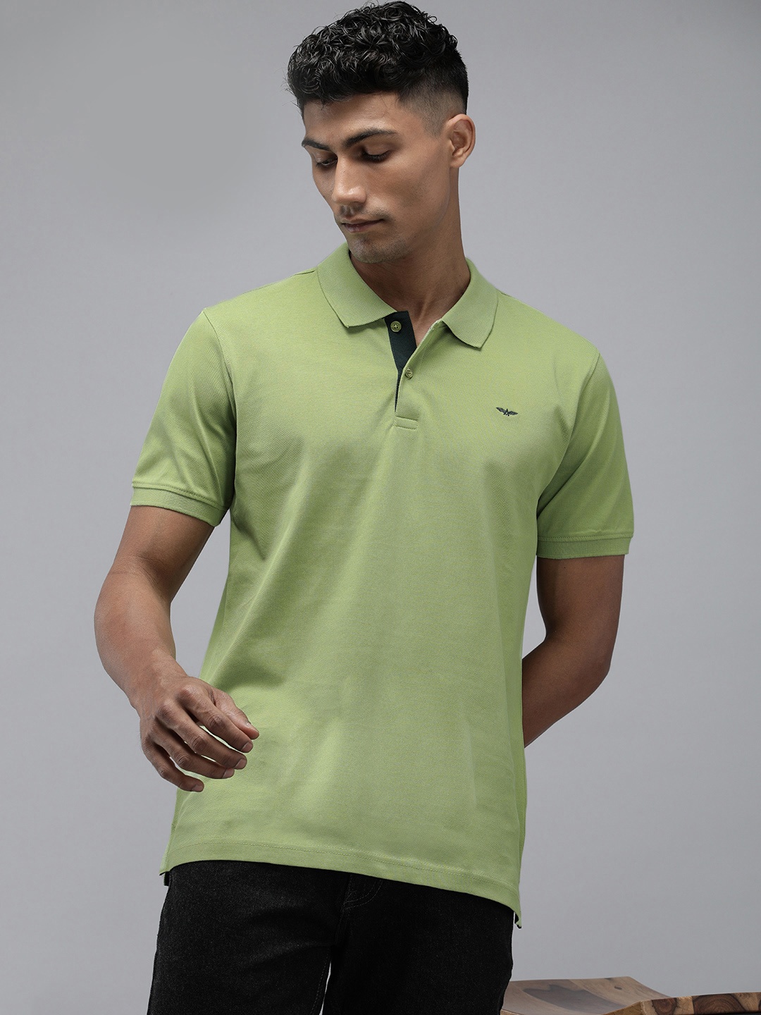 

Park Avenue Polo Collar Pure Cotton Slim Fit T-shirt, Green