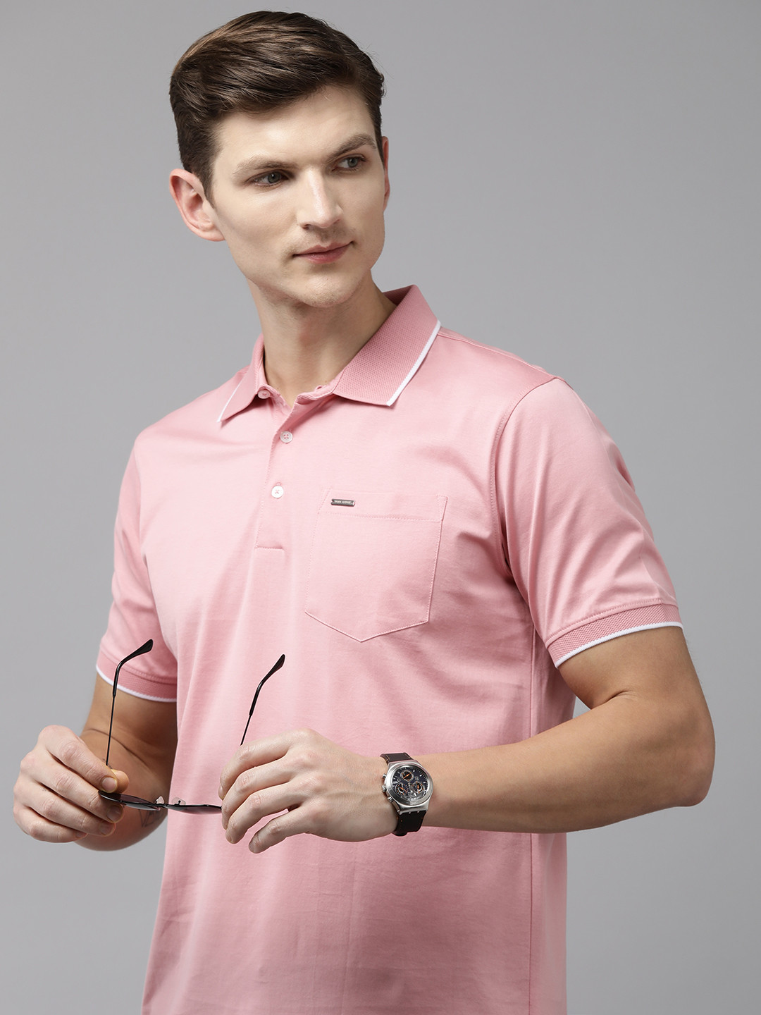 

Park Avenue Polo Collar Pure Cotton Slim Fit T-shirt, Pink