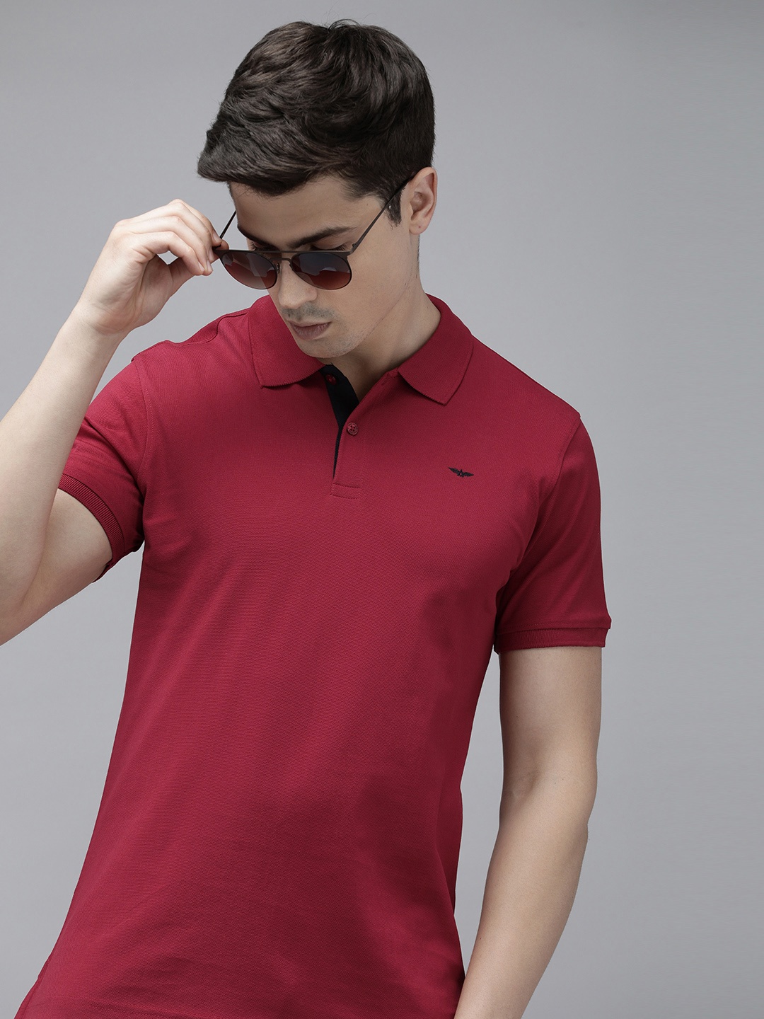 

Park Avenue Polo Collar Pure Cotton Slim Fit T-shirt, Red