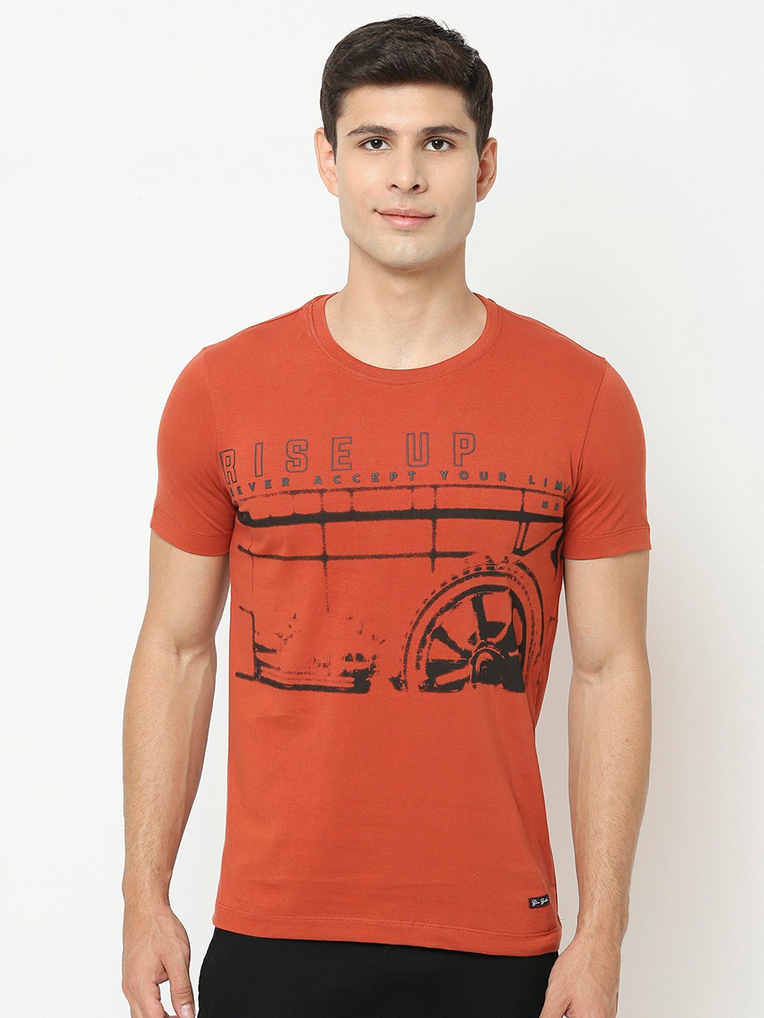 

Blue Buddha Graphic Printed Cotton Regular Fit T-shirt, Rust