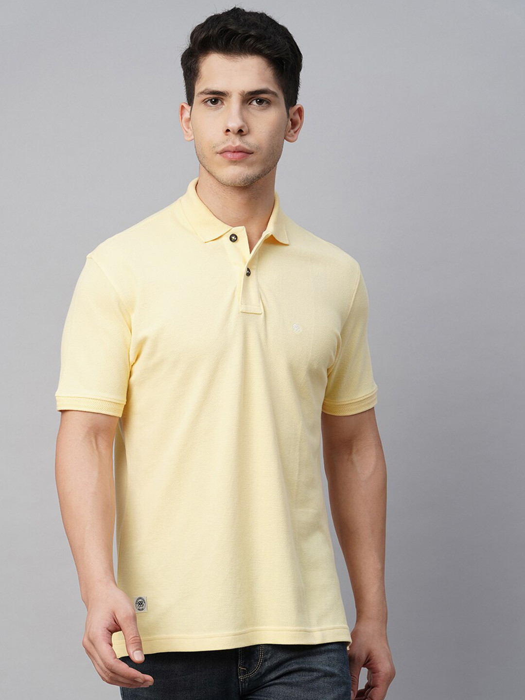 

Blue Buddha Polo Collar Cotton Regular Fit T-shirt, Yellow