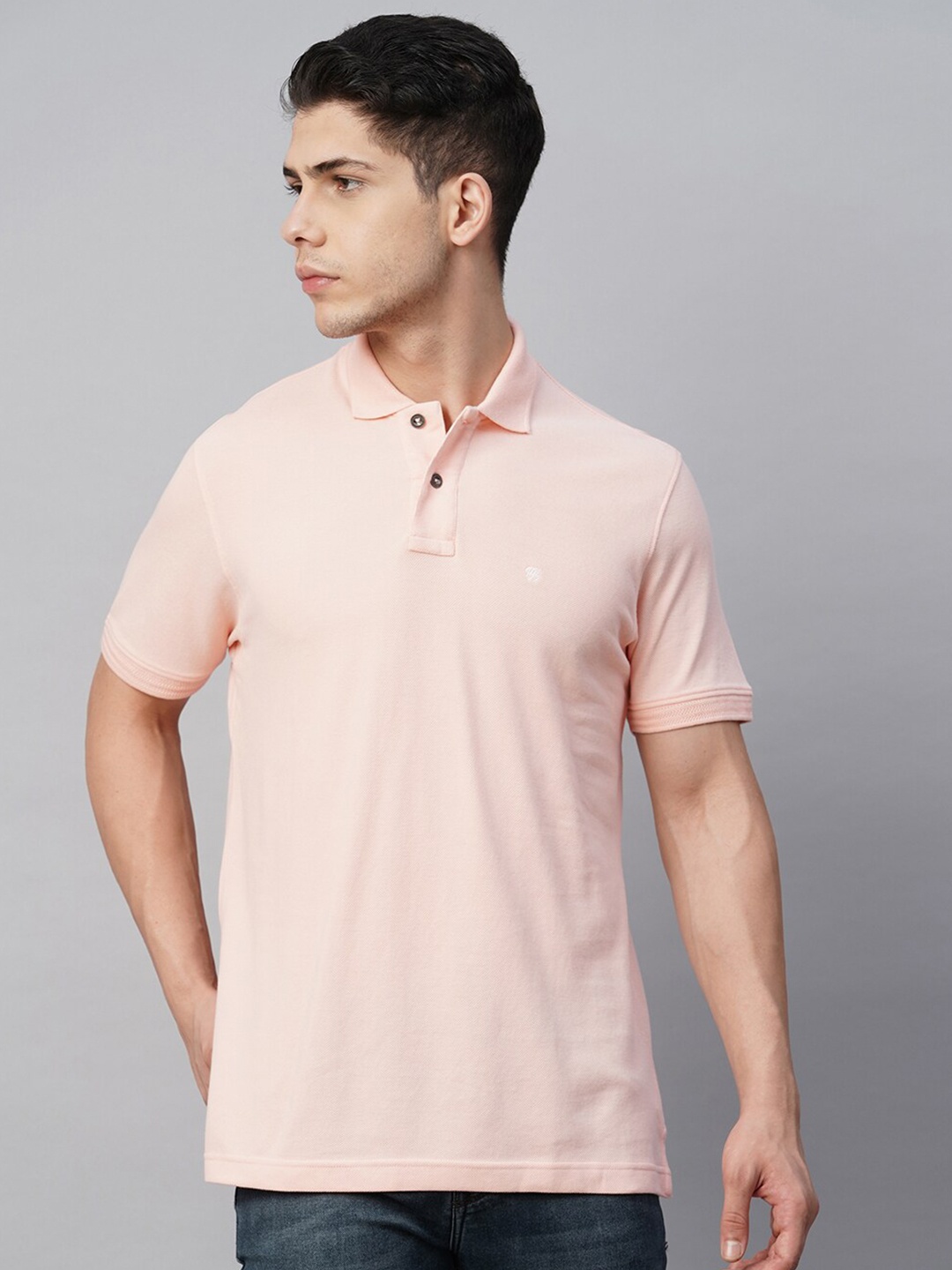 

Blue Buddha Polo Collar Cotton Regular Fit T-shirt, Peach