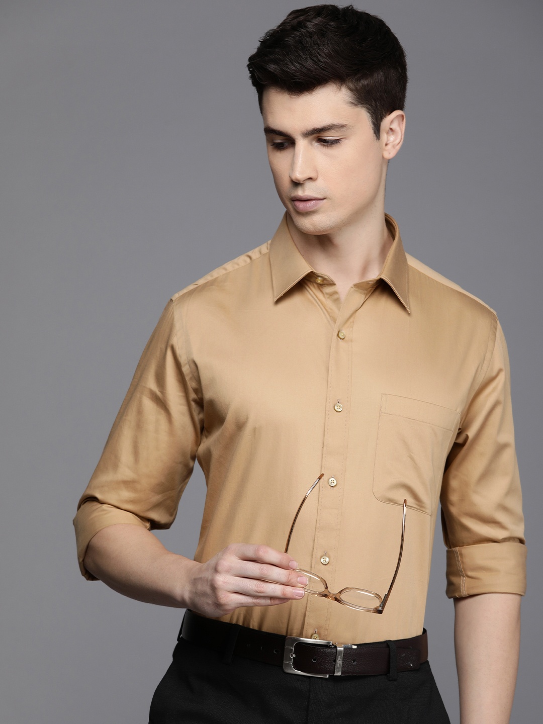 

Raymond Pure Cotton Slim Fit Solid Formal Shirt, Khaki