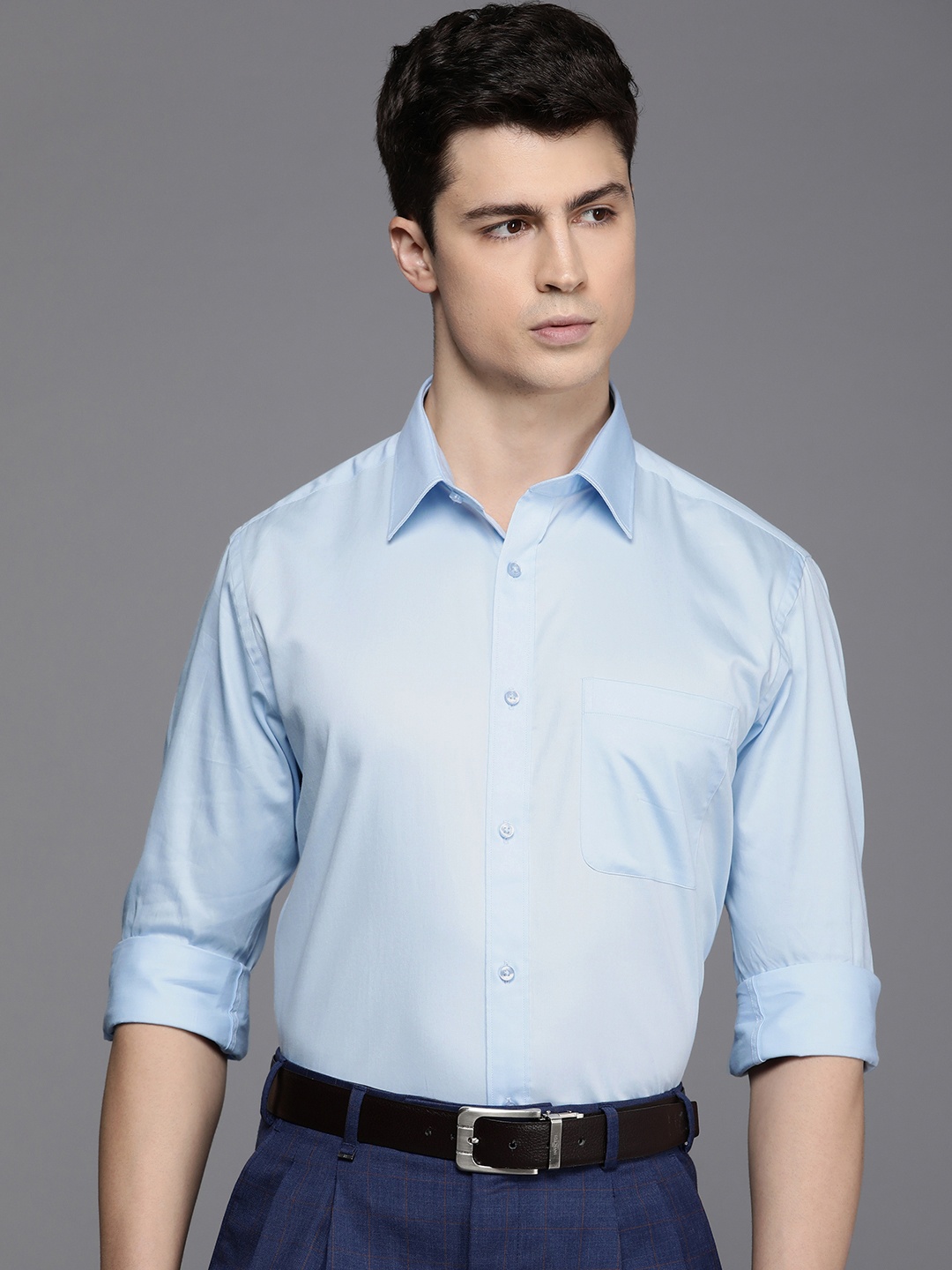 

Raymond Pure Cotton Slim Fit Solid Formal Shirt, Blue