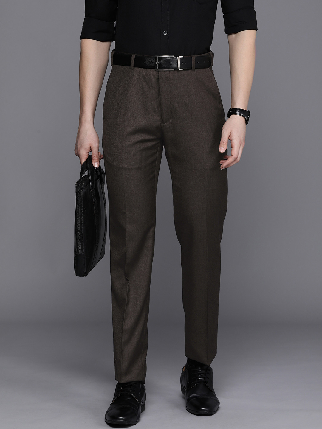 

Raymond Men Mid-Rise Trousers, Brown