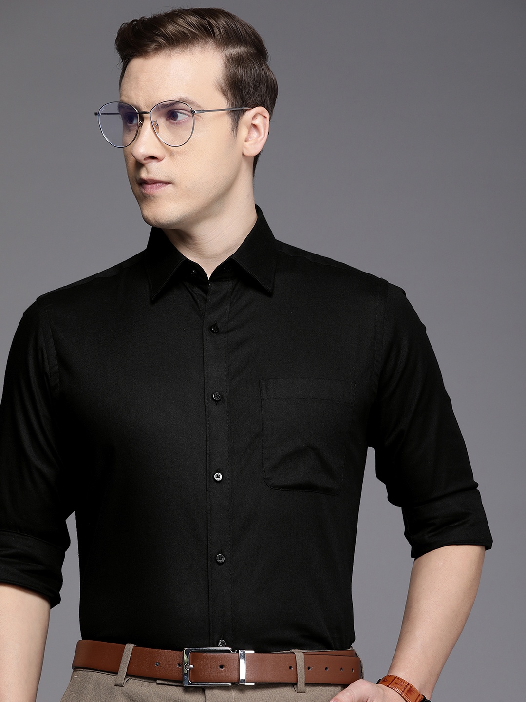 

Raymond Pure Cotton Slim Fit Formal Shirt, Black
