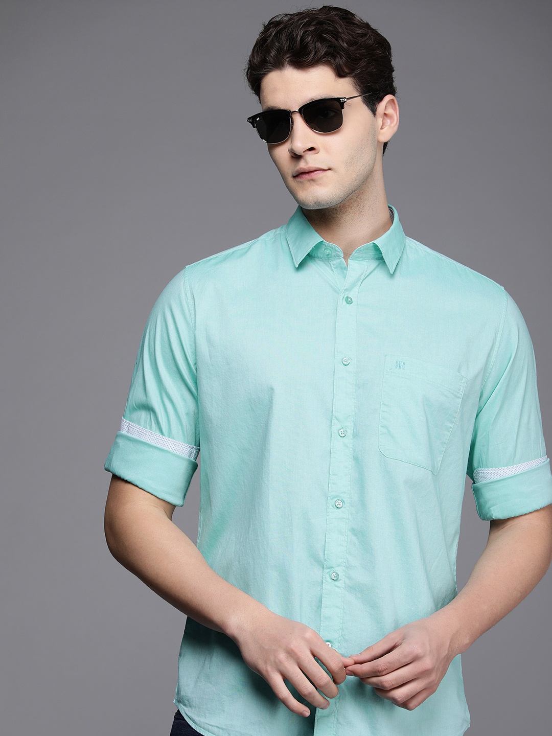 

Raymond Slim Fit Pure Cotton Casual Shirt, Turquoise blue