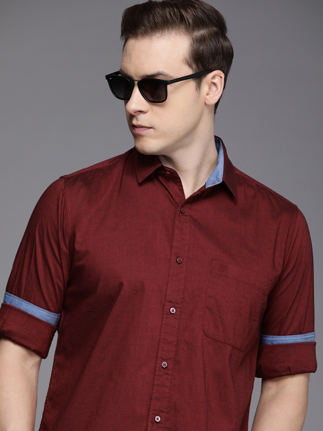 

Raymond Solid Slim Fit Pure Cotton Casual Shirt, Maroon