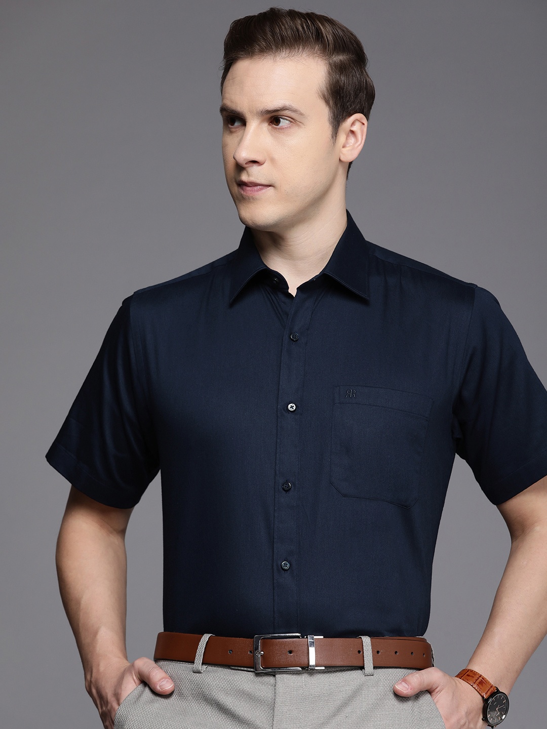 

Raymond Pure Cotton Formal Shirt, Navy blue