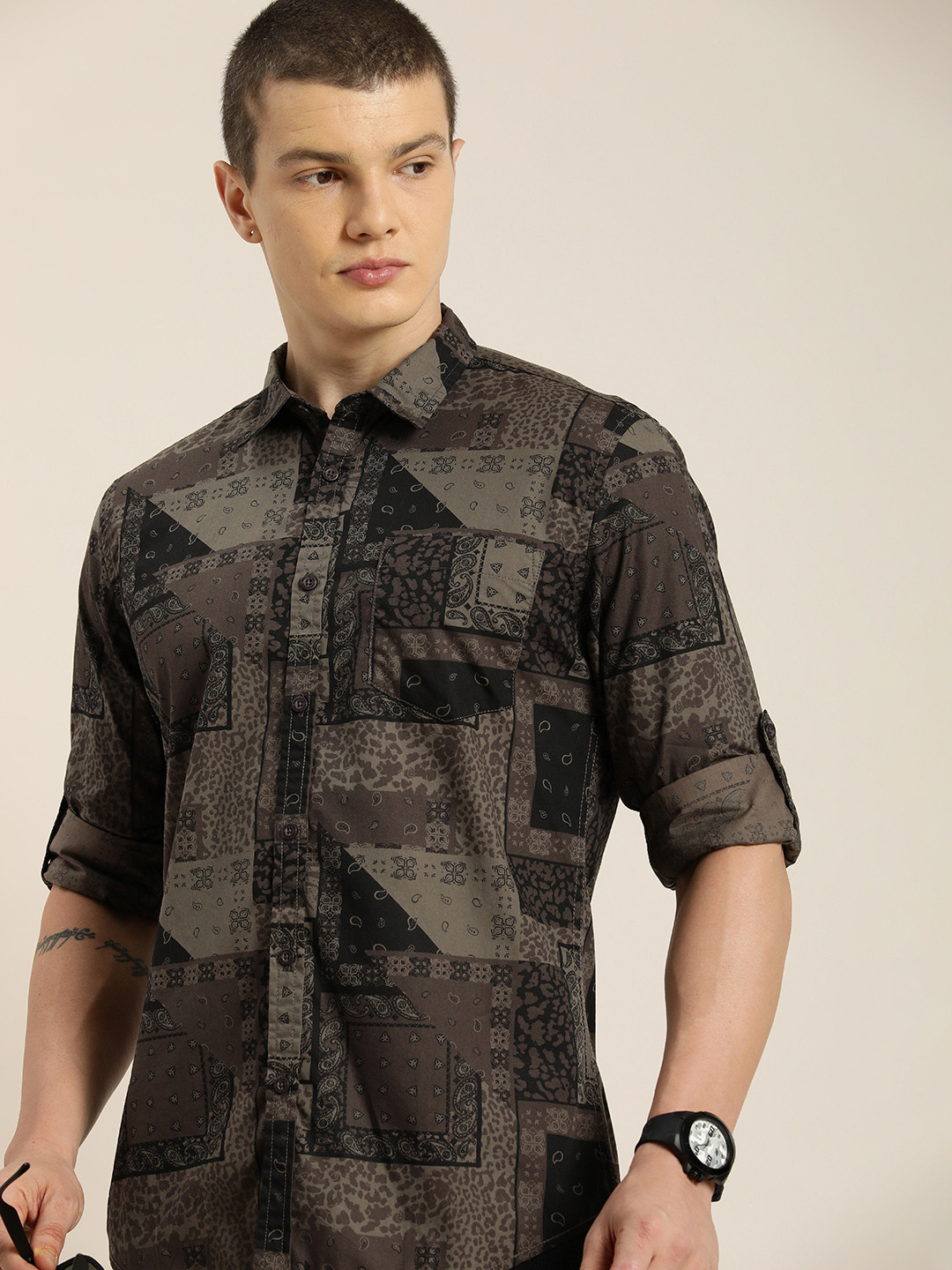 

Moda Rapido Men Slim Fit Opaque Printed Casual Shirt, Multi