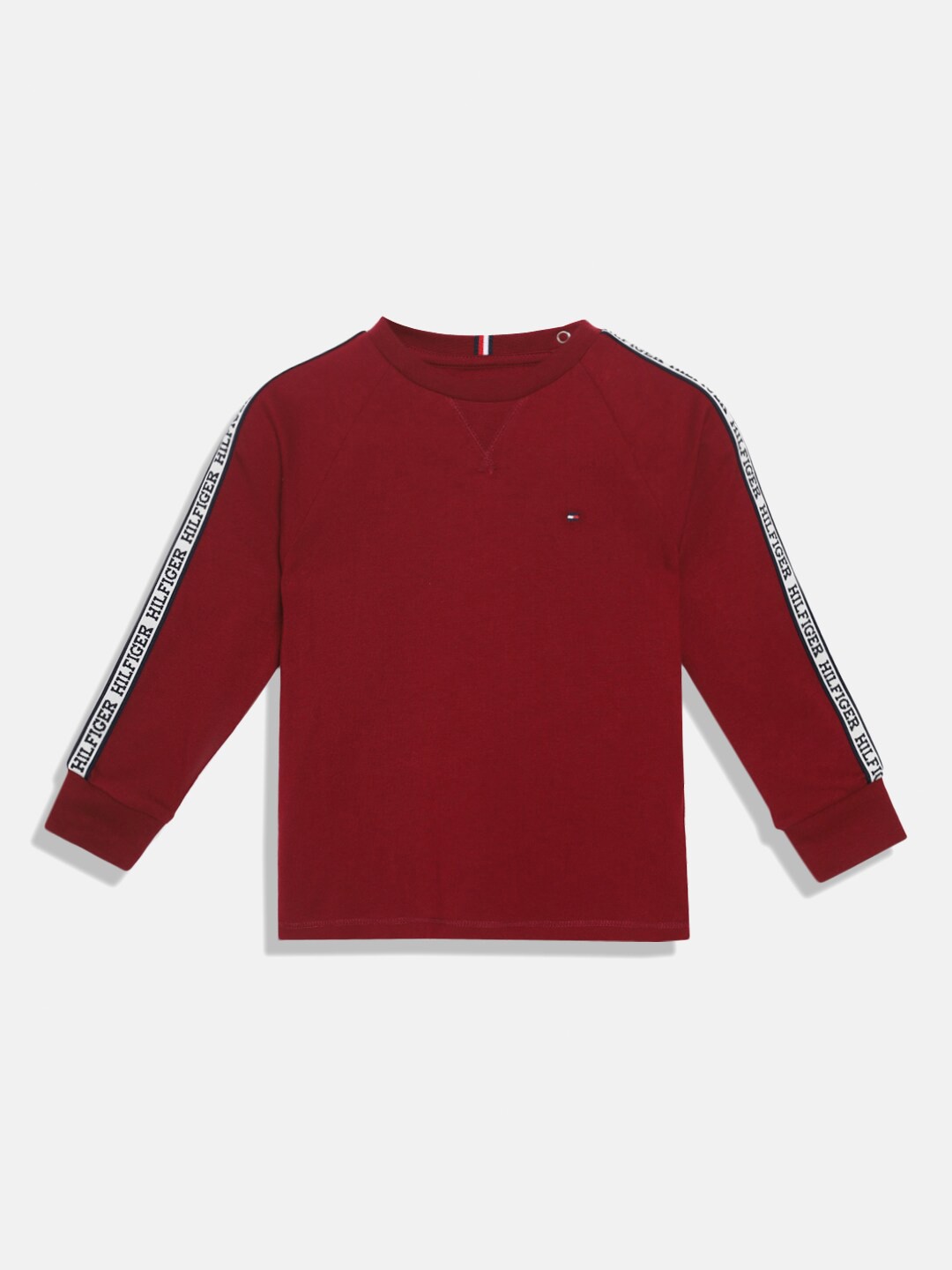 

Tommy Hilfiger Boys Round Neck Long Sleeves Pure Cotton T-shirt, Burgundy
