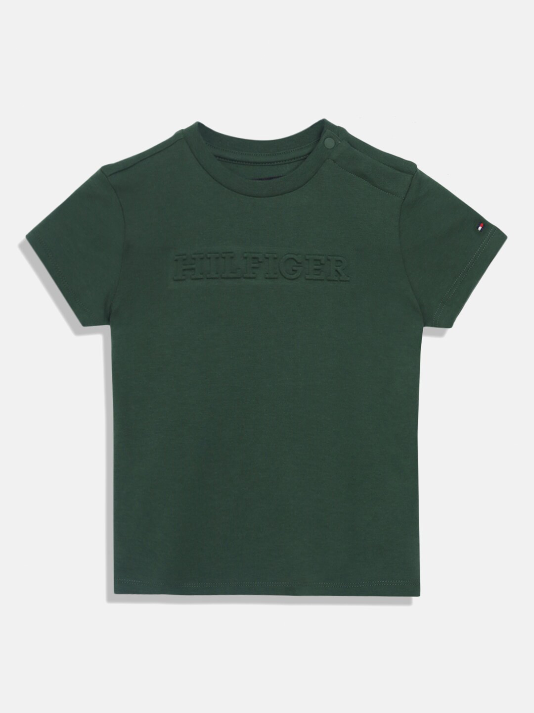 

Tommy Hilfiger Boys Typography Printed Pure Cotton T-shirt, Green