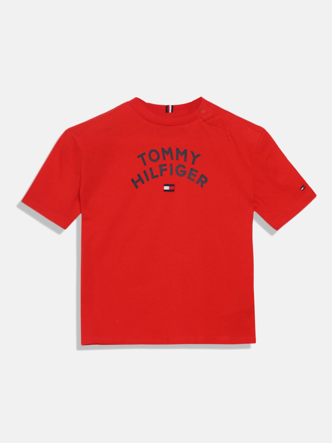 

Tommy Hilfiger Boys Round Neck Short Sleeves Pure Cotton T-shirt, Orange