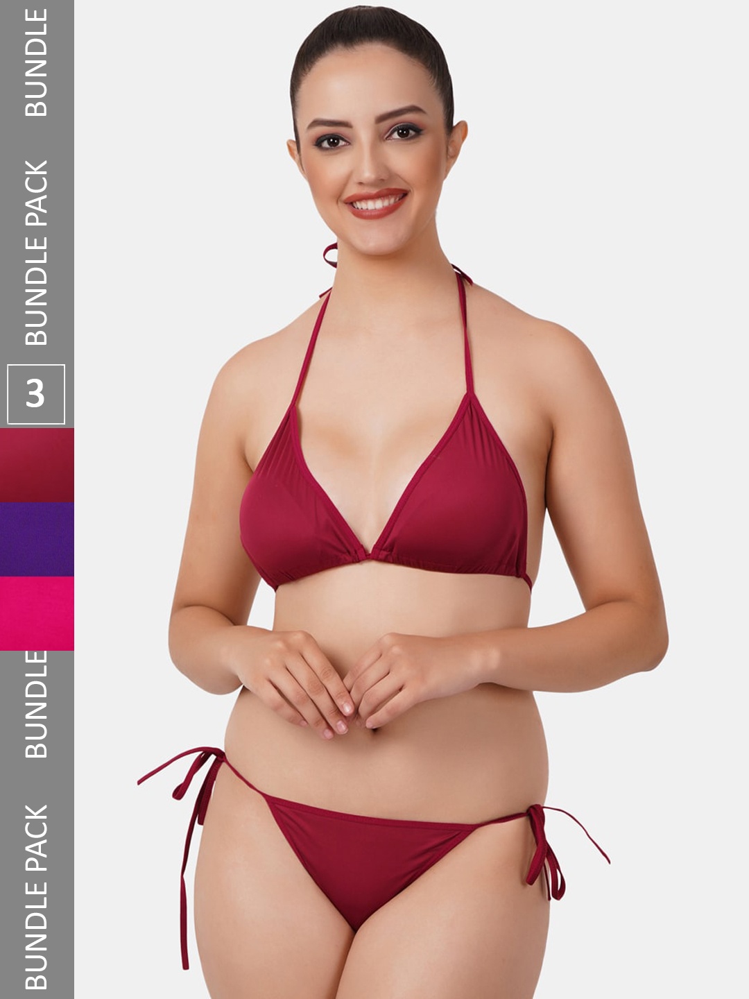 

Fleurt Pack Of 3 Assorted Non Padded Lingerie Set