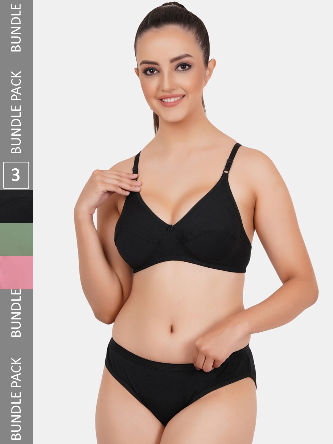 

Fleurt Pack Of 3 Assorted Non Padded Lingerie Set