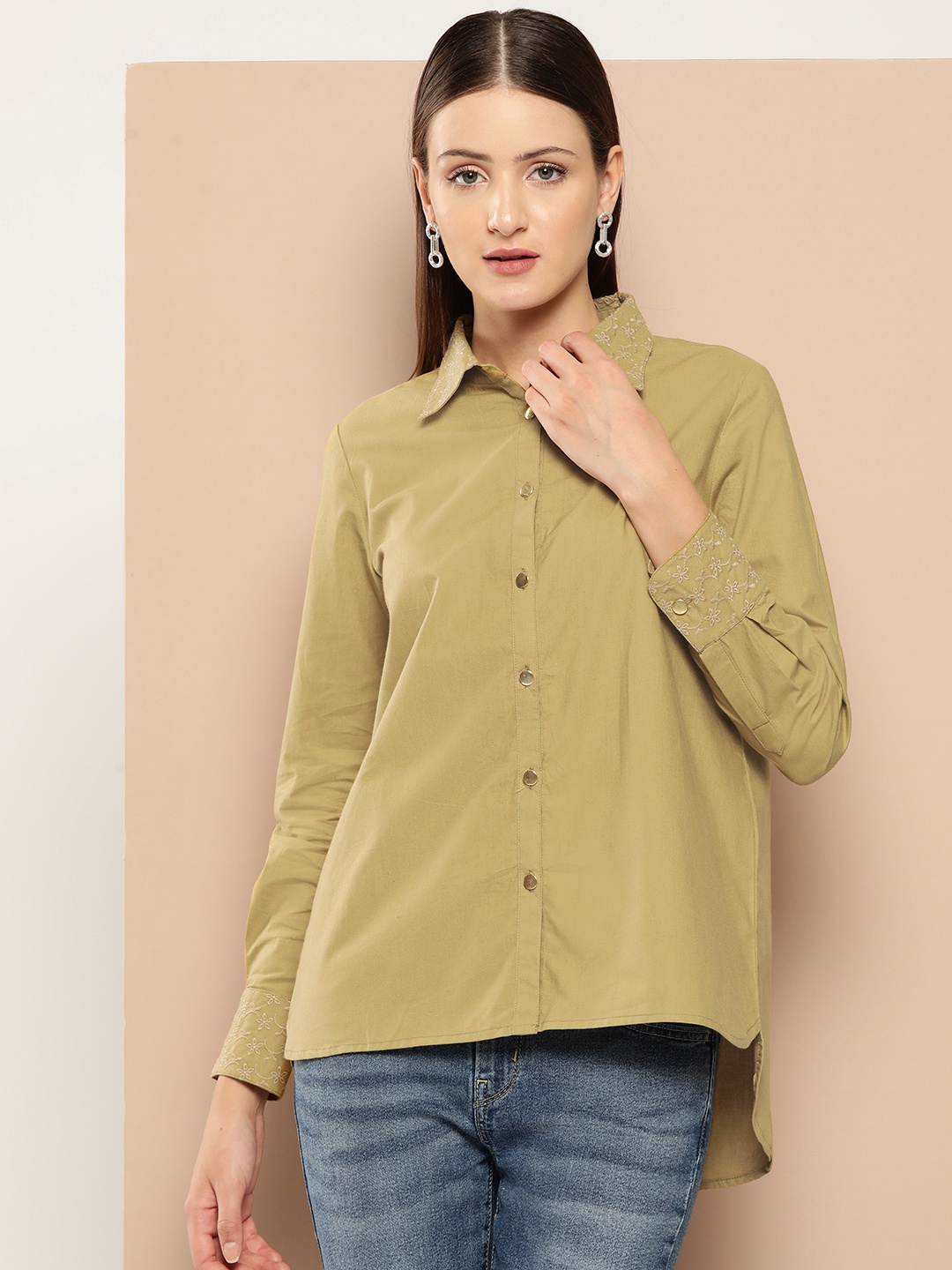 

Chemistry Pure Cotton Casual Shirt, Khaki