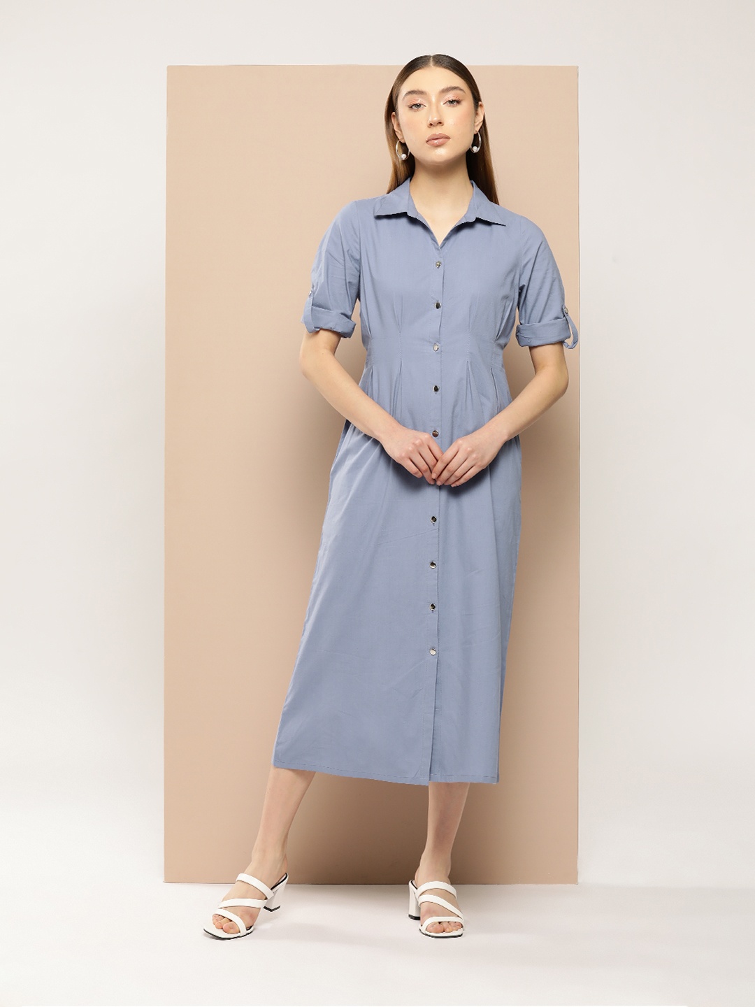 

Chemistry Pure Cotton Shirt Midi Dress, Blue