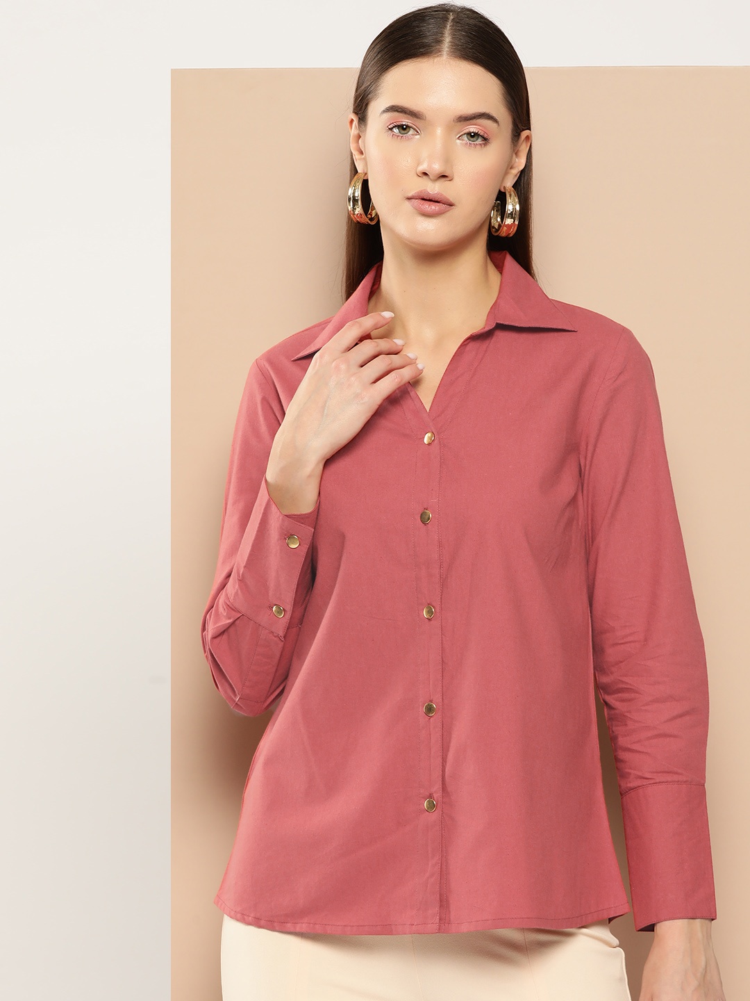 

Chemistry Pure Cotton Casual Shirt, Pink