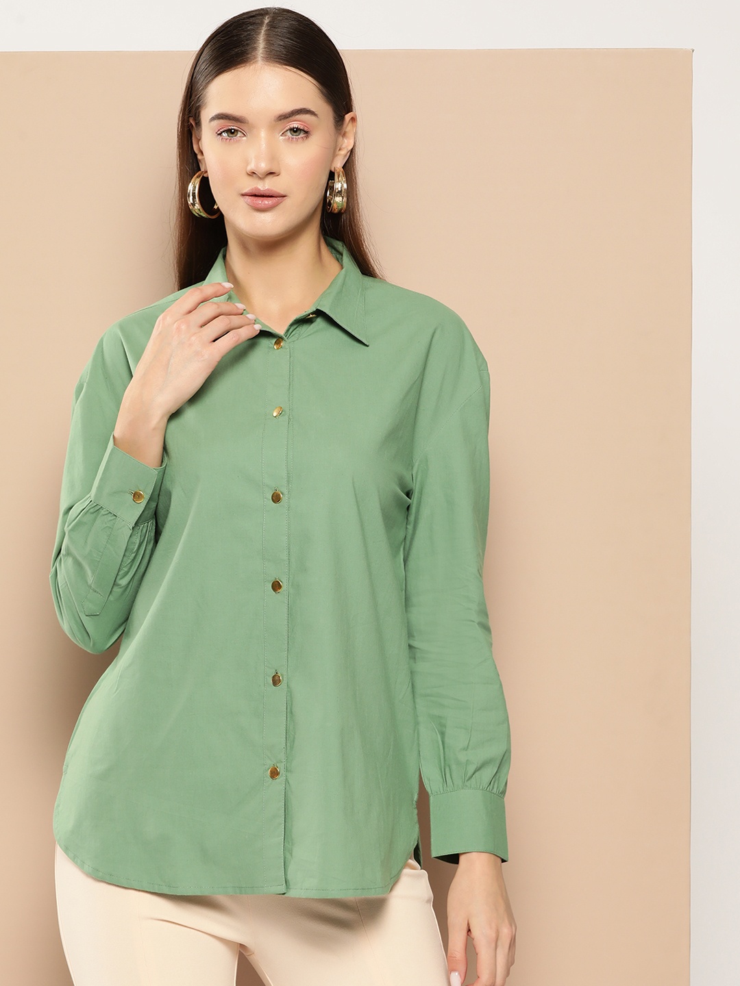 

Chemistry Pure Cotton Casual Shirt, Green