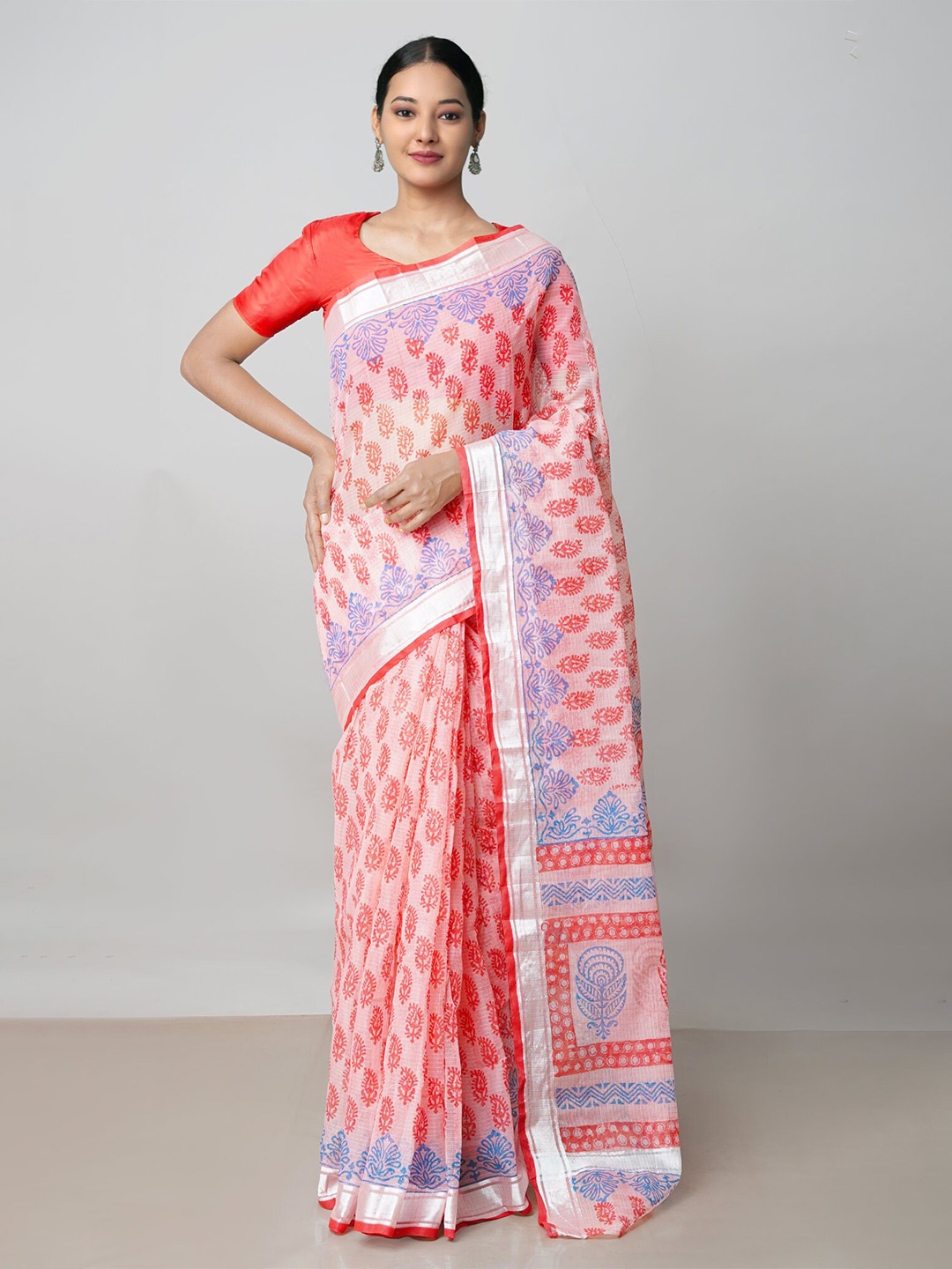 

Unnati Silks Ethnic Motifs Pure Cotton Kota Saree, Peach