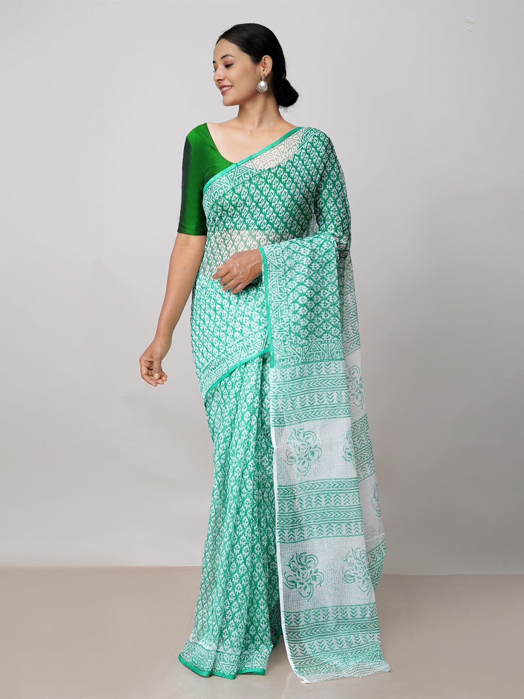 

Unnati Silks Ethnic Motifs Pure Cotton Kota Saree, Green