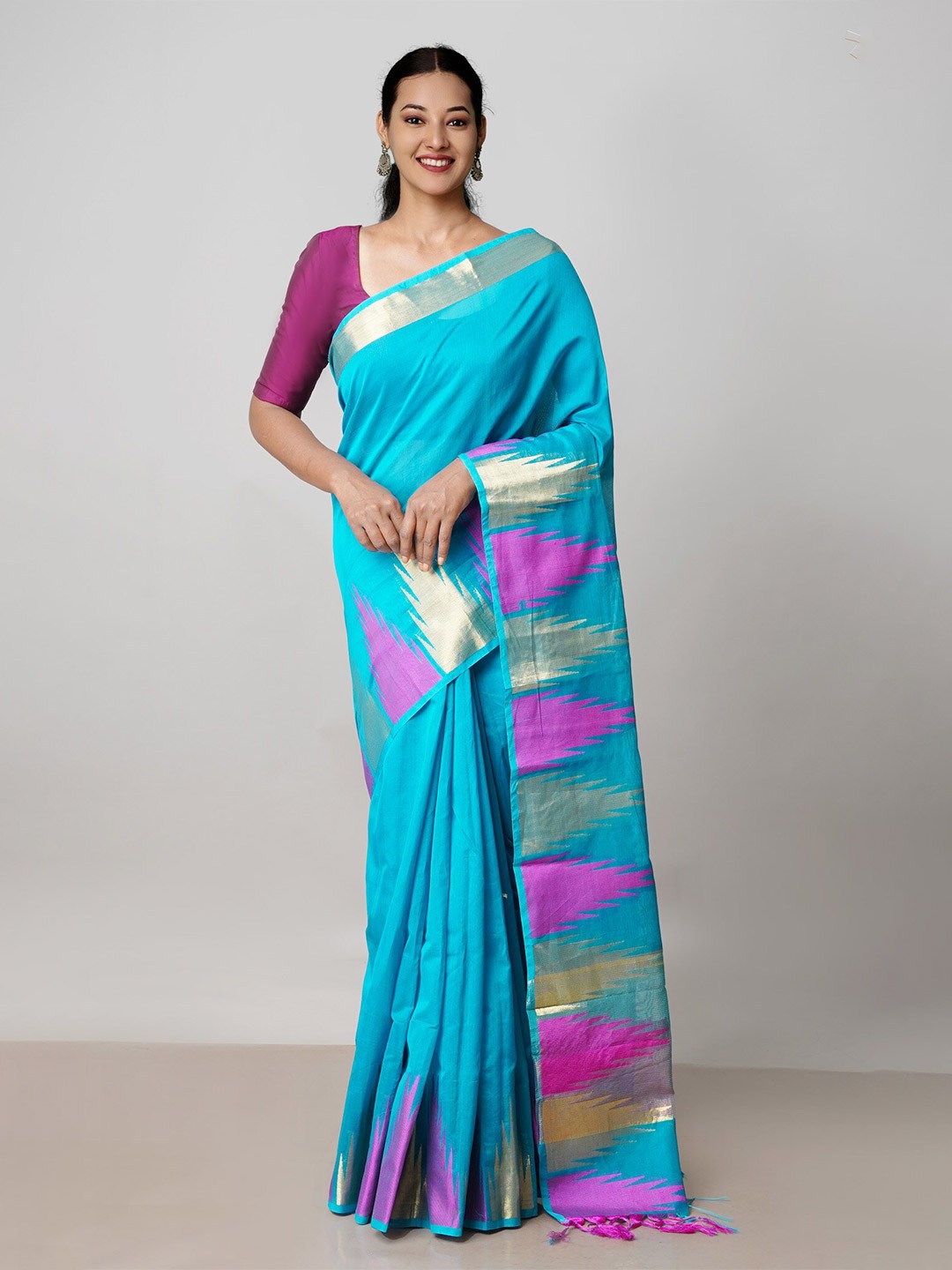

Unnati Silks Zari Baluchari Saree, Blue