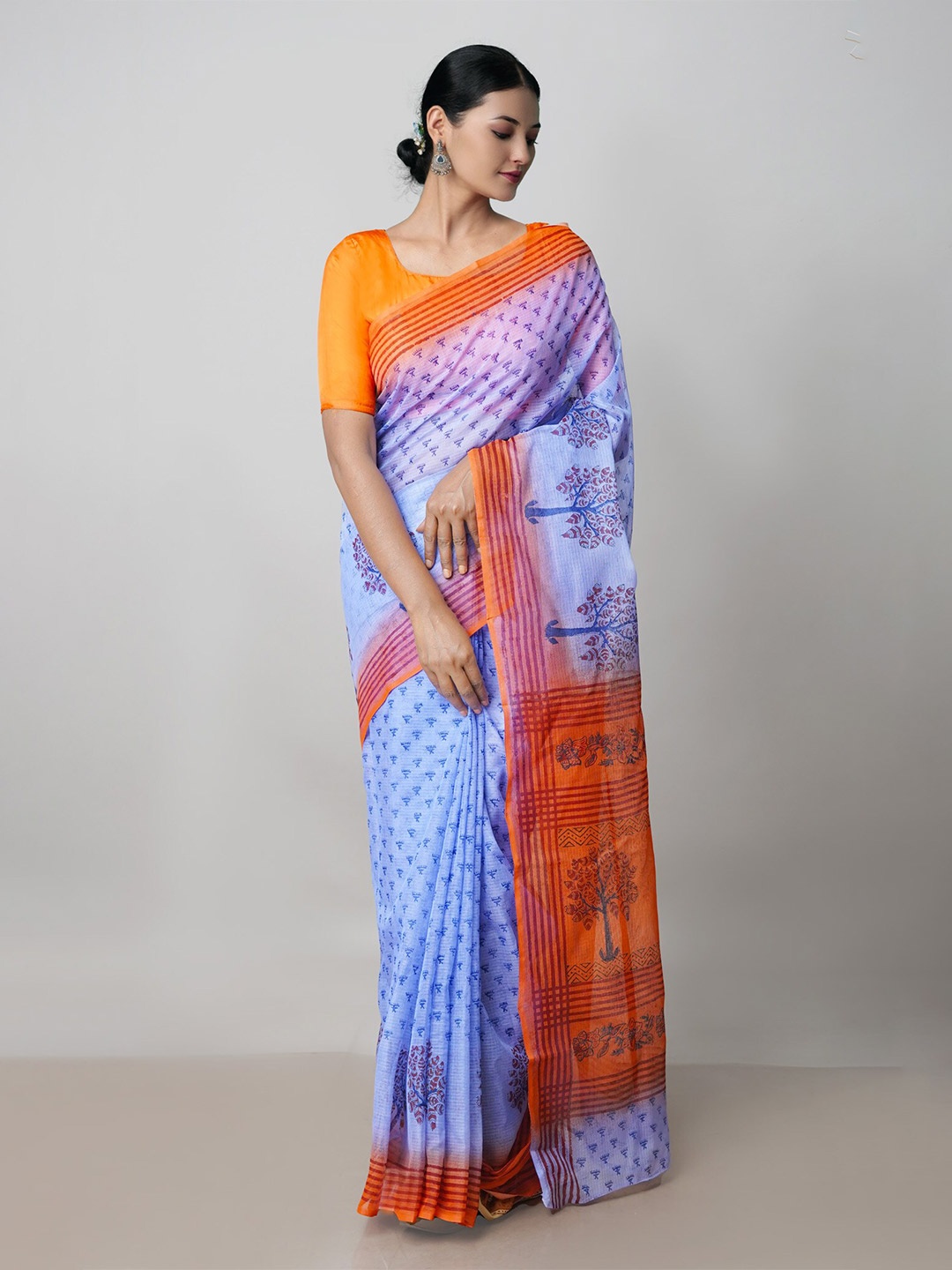 

Unnati Silks Ethnic Motifs Printed Pure Cotton Kota Saree, Purple
