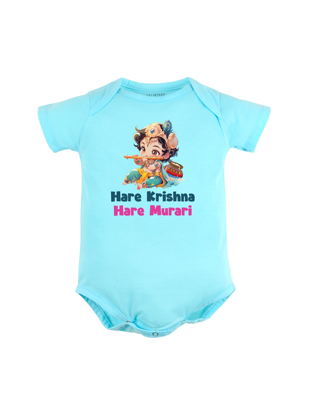 

FFLIRTYGO Infants Janmashtami Printed Pure Cotton Bodysuit, Turquoise blue